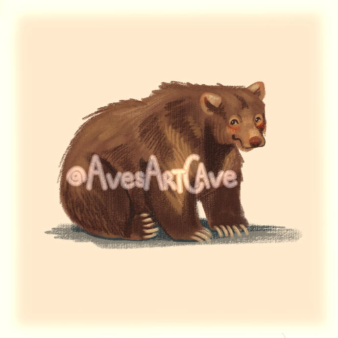 Painted portrait of a bear